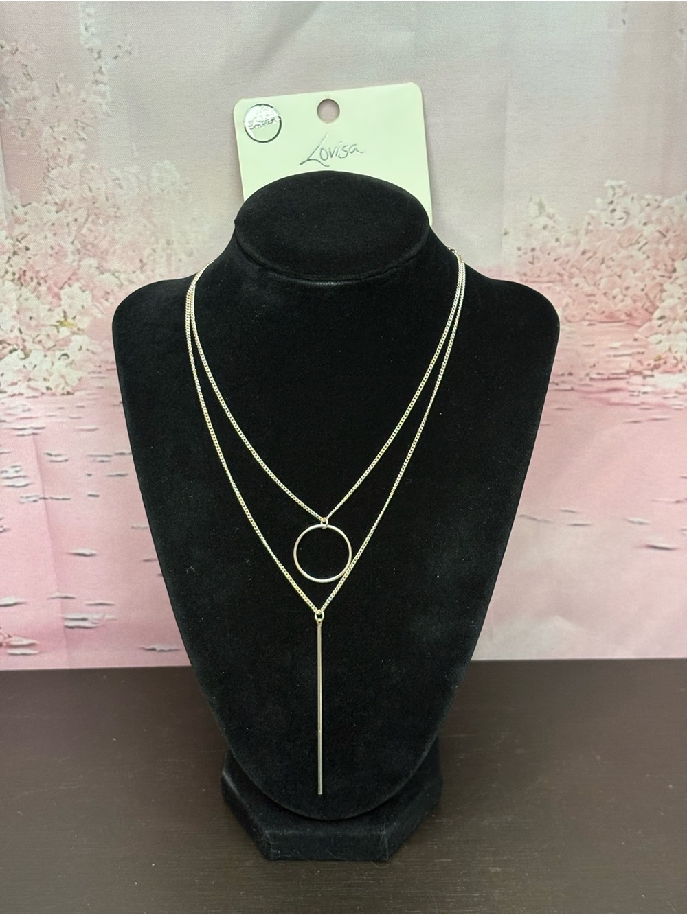 Lovisa gold tone layered choker necklace open circle loop vertical drop bar. New